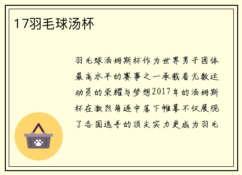 17羽毛球汤杯